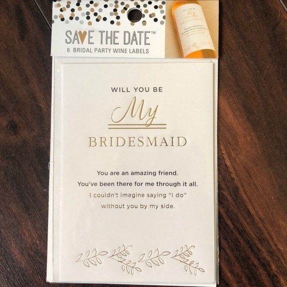 Save The Date Bridesmaid Maid of Honor Wedding‎ Wine Labels Stickers Invitation - Picture 1 of 8